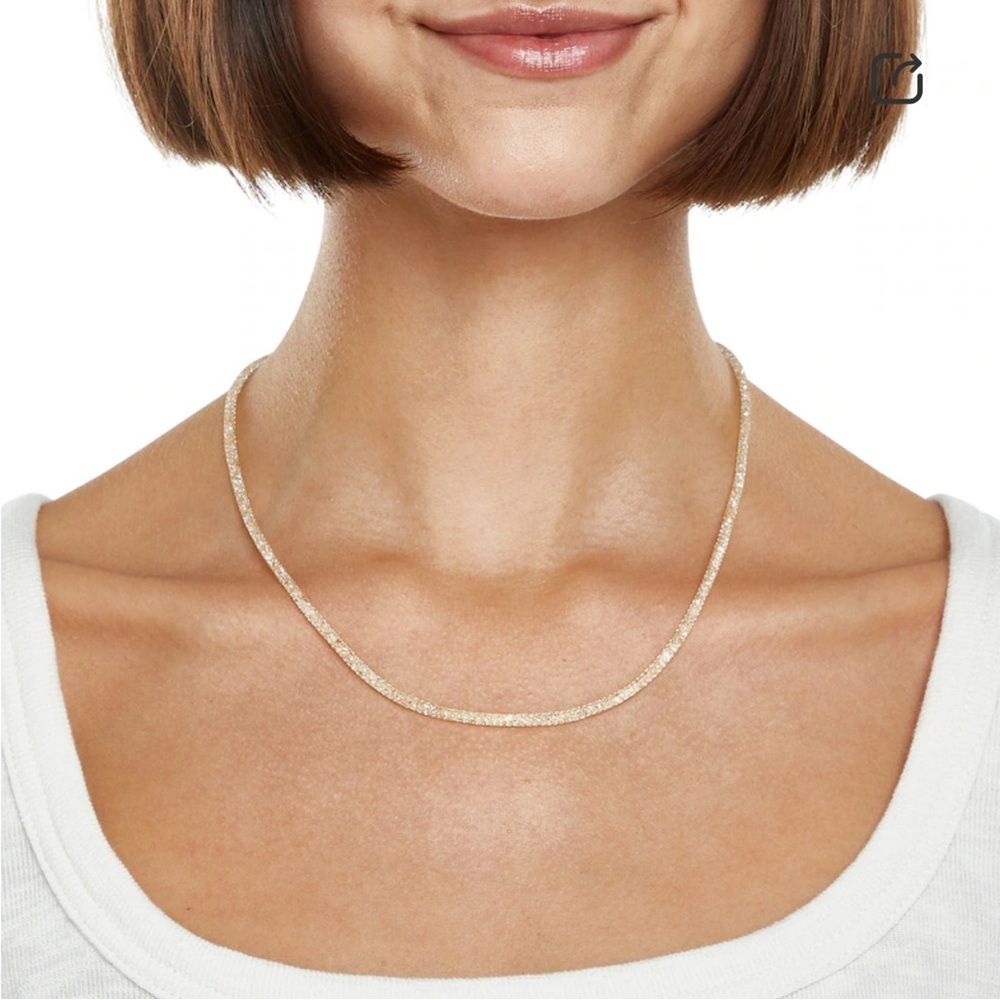 NWOT 10K Gold CZ Mesh Chain Necklace Made in Italy - 18"